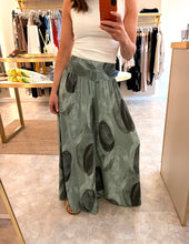 Load image into Gallery viewer, ELASTICATED WAIST ABSTRACT WIDE LEG TROUSERS-khaki
