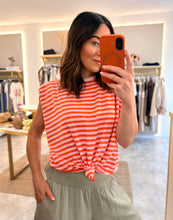Load image into Gallery viewer, PINK/ORANGE STRIPE (optional) KNOT TOP
