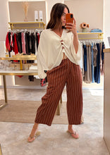 Load image into Gallery viewer, RELAXED STRIPE BARREL LEG TROUSERS - rust

