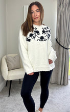 Load image into Gallery viewer, CREAM &amp; BLACK AUTUMN EMBROIDERED KNIT
