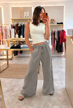 Load image into Gallery viewer, BLACK STRIPE POCKET TROUSERS
