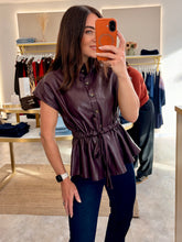 Load image into Gallery viewer, FAUX LEATHER DRAWSTRING GILET - plum
