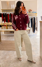 Load image into Gallery viewer, LA CALIFORNIA VARSITY KNIT CARDIGAN - burgundy/pink
