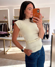 Load image into Gallery viewer, BELTED CAP SLEEVE TOP - cream
