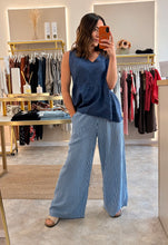 Load image into Gallery viewer, BLUE STRIPE POCKET TROUSERS
