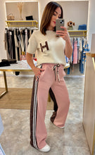 Load image into Gallery viewer, LEOPARD CONTRAST SIDE STRIPE JOGGER TROUSER -blush
