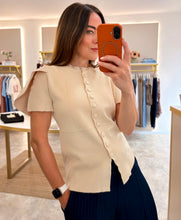 Load image into Gallery viewer, FLUTTER SLEEVE FLAT KNIT CARDIGAN - cream
