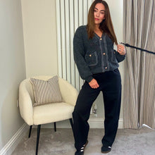 Load image into Gallery viewer, GREY PLAIT DETAIL CARDIGAN
