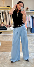 Load image into Gallery viewer, LIGHT BLUE WIDE LEG POCKET TROUSERS
