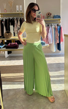 Load image into Gallery viewer, GREEN PLISSÉ PALAZZO TROUSERS
