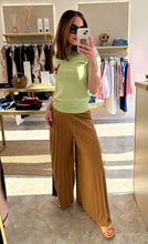 Load image into Gallery viewer, CAMEL PLISSÉ PALAZZO TROUSERS
