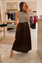 Load image into Gallery viewer, CHOCOLATE STRIPE KNIT BODICE MAXI DRESS
