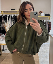 Load image into Gallery viewer, KHAKI OVERSIZED SUEDETTE JACKET
