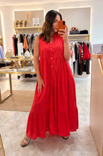 Load image into Gallery viewer, BRODERIE ANGLAISE SLEEVELESS MAXI DRESS -red
