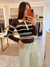 Load image into Gallery viewer, CHOCOLATE STRIPE KNIT BODY TOP
