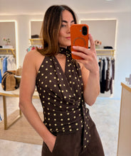 Load image into Gallery viewer, HALTER NECK POLKA DOT TOP (chocolate/yellow)
