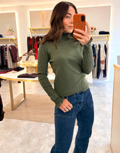 Load image into Gallery viewer, CHEVRON FRILL DETAIL KNIT -khaki
