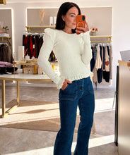 Load image into Gallery viewer, ULTRA SOFT SMOCKED FRILL KNIT TOP - white
