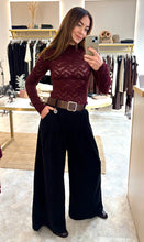 Load image into Gallery viewer, BLACK CORDUROY WIDE LEG TROUSERS
