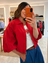 Load image into Gallery viewer, CROPPED PUFF SLEEVE JACKET - red
