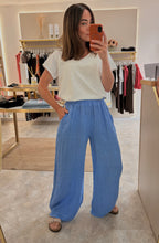 Load image into Gallery viewer, CORNFLOUR BLUE PINSTRIPE LINEN BLEND TROUSER
