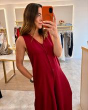 Load image into Gallery viewer, WINE BUTTON THROUGH POCKET JUMPSUIT
