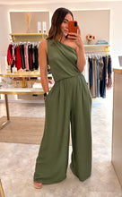Load image into Gallery viewer, ONE SHOULDER RUCHED JUMPSUIT -khaki
