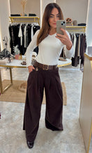 Load image into Gallery viewer, BROWN CORDUROY WIDE LEG TROUSERS
