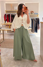 Load image into Gallery viewer, LIGHTWEIGHT FLOATY ELASTICATED SLIT BOTTOM TROUSERS - khaki
