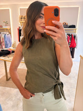 Load image into Gallery viewer, TIE DETAIL LINEN TOP - olive
