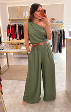 Load image into Gallery viewer, ONE SHOULDER RUCHED JUMPSUIT -khaki

