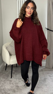 BURGUNDY OVERSIZED KNIT JUMPER