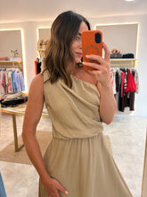 Load image into Gallery viewer, ONE SHOULDER RUCHED MAXI DRESS- biscuit
