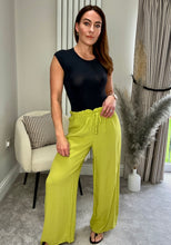 Load image into Gallery viewer, LIME ELASTICATED SUMMER TROUSERS
