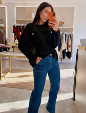 Load image into Gallery viewer, RIBBED KNIT JUMPER WITH BUTTON POCKETS - black
