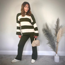 Load image into Gallery viewer, KHAKI STRIPED KNIT SET
