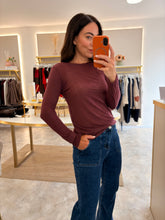Load image into Gallery viewer, CASHMERE BLEND SHEER LAYERING TOP - Merlot
