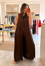 Load image into Gallery viewer, CHOCOLATE WIDE LEG PLEATED JUMPSUIT
