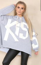 Load image into Gallery viewer, GREY OVERSIZED KISS LOGO HOODIE
