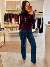 Load image into Gallery viewer, SOFT RIB POPPER DETAIL KNIT- Merlot
