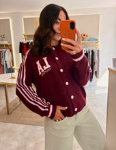 Load image into Gallery viewer, LA CALIFORNIA VARSITY KNIT CARDIGAN - burgundy/pink
