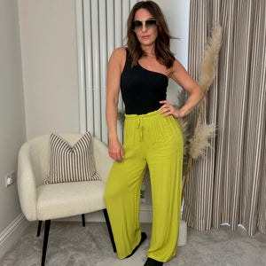 LIME ELASTICATED SUMMER TROUSERS