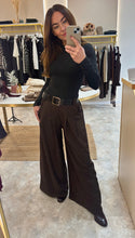 Load image into Gallery viewer, RHINESTONE WIDE LEG BELTED TROUSERS
