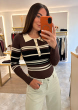 Load image into Gallery viewer, CHOCOLATE STRIPE KNIT BODY TOP
