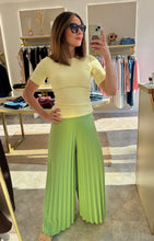 Load image into Gallery viewer, GREEN PLISSÉ PALAZZO TROUSERS
