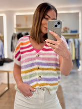 Load image into Gallery viewer, STRIPED COLOURFUL KNIT VEST CARDIGAN
