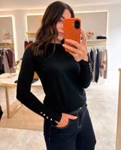 Load image into Gallery viewer, BASIC FINE KNIT JUMPER WITH BUTTON DETAIL- black
