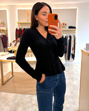 Load image into Gallery viewer, RIBBED BUTTON FRONT RIBBED CARDIGAN - black
