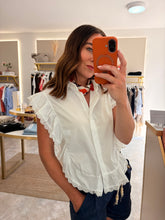 Load image into Gallery viewer, WHITE FRILL DETAIL SLEEVELESS BLOUSE
