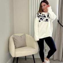 Load image into Gallery viewer, CREAM &amp; BLACK AUTUMN EMBROIDERED KNIT
